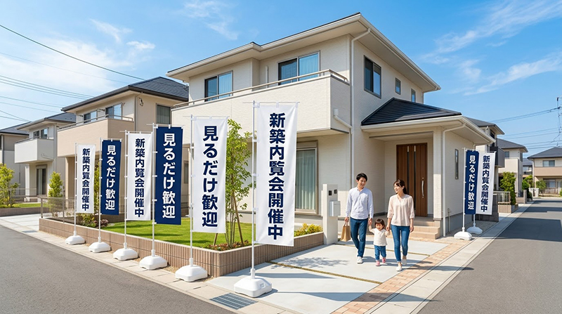 低リスク・高リターンののぼり旗で、今週末の見学会を成功させよう